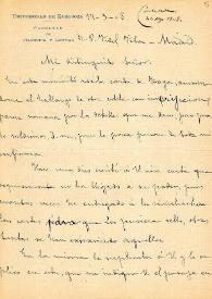 Carta de José Salarrullana a F. Fita sobre el hallazgo de una estela con inscripciones que 'parece romana' y sobre cuestiones relativas a Fraga en...
