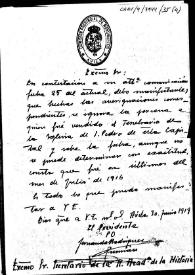 Oficio en el que se manifiesta que, hechas las averiguaciones correspondientes, se ignora la persona a quien fue vendido, probablemente a finales...