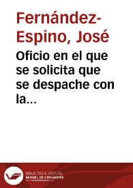 Oficio en el que se solicita que se despache con la mayor brevedad el informe solicitado sobre la Cruz del Humilladero de Cuenca