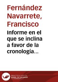 Informe en el que se inclina a favor de la cronología de los Setenta, en relación a la Historia de España