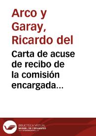 Carta de acuse de recibo de la comisión encargada sobre el derribo de las murallas de Jaca.