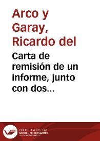 Carta de remisión de un informe, junto con dos fotografías, sobre un mosaico sepulcral cristiano y una inscripción inédita romana hallados en el...
