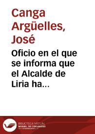 Oficio en el que se informa que el Alcalde de Liria ha manifestado que no hará entrega de las monedas para su estudio hasta que se le comunique...