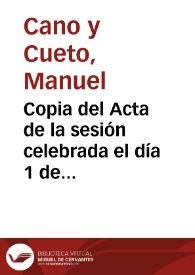 Copia del Acta de la sesión celebrada el día 1 de julio de 1904 por la Comisión de Monumentos de Málaga.