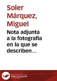 Nota adjunta a la fotografía en la que se describen las tres figuras y se indican sus medidas. Se descubrieron a 42 metros de profundidad y están...