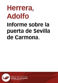 Informe sobre la puerta de Sevilla de Carmona.