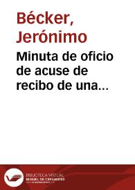 Minuta de oficio de acuse de recibo de una comunicación de la Comisión de Monumentos de Soria en la que se notifica la venta de las pinturas...