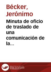 Minuta de oficio de traslado de una comunicación de la Comisión de Monumentos de Soria, en la que se da cuenta de la venta de las pinturas murales...