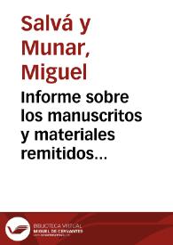 Informe sobre los manuscritos y materiales remitidos por Bover desde Mallorca. Del 'Ensayo sobre las monedas y medallas antiguas y modernas...
