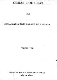 Obras poéticas de María Rosa Gálvez de Cabrera. Tomo III