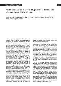 Reims capitale de la Gaule Belgique et le réseau des villes de la province. Un essai