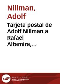 Tarjeta postal de Adolf Nillman a Rafael Altamira, Stockholm, 24 de diciembre de 1906