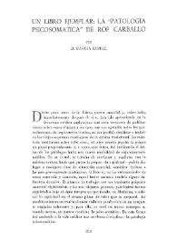 Un libro ejemplar  : La 'Patología psicosomática' de Rof Carballo