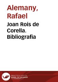 Joan Roís de Corella. Bibliografia