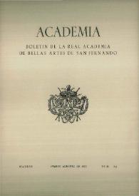 Academia :  Boletín de la Real Academia de Bellas Artes de San Fernando. Primer semestre 1972. Número 34. Preliminares e índice