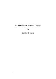 En memoria de Sánchez Cantón