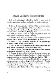 Academia : Boletín de la Real Academia de Bellas Artes de San Fernando. Primer semestre 1972. Número 34. Nuevos académicos correspondientes
