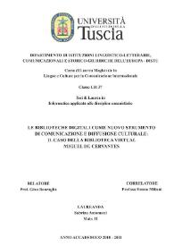 Le biblioteche digitali come nuovo strumento di comunicazione e diffusione culturale: il caso della Biblioteca Virtual Miguel de Cervantes