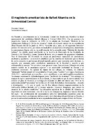 El magisterio americanista de Rafael Altamira en la Universidad Central
