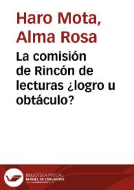La comisión de Rincón de lecturas ¿logro u obtáculo?