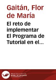 El reto de implementar El Programa de Tutoríal en el Nivel Medio Superior