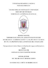 Disponibilidad léxica de las/los estudiantes de II de bachillerato académico, sección 'A' del Instituto 1º de Mayo de 1954. Una propuesta para la...