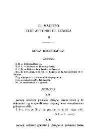 El Maestro Antonio de Lebrixa: notas bibliográficas