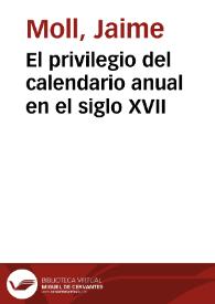 El privilegio del calendario anual en el siglo XVII