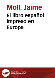 El libro español impreso en Europa