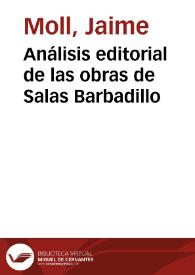 Análisis editorial de las obras de Salas Barbadillo