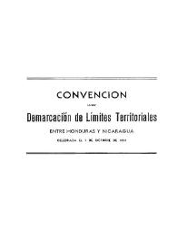 Convención sobre demarcación de límites territoriales entre Honduras y Nicaragua celebrada el 7 de octubre de 1894