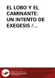 EL LOBO Y EL CAMINANTE: UN INTENTO DE EXEGESIS