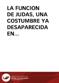 LA FUNCION DE JUDAS, UNA COSTUMBRE YA DESAPARECIDA EN LA PROVINCIA DE BURGOS