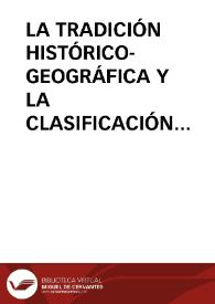 LA TRADICIÓN HISTÓRICO-GEOGRÁFICA Y LA CLASIFICACIÓN DE LOS CUENTOS