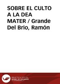 SOBRE EL CULTO A LA DEA MATER
