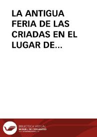 LA ANTIGUA FERIA DE LAS CRIADAS EN EL LUGAR DE VILLALBURA (BURGOS)