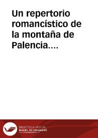 Un repertorio romancístico de la montaña de Palencia. Victorina Ramasco de Santa María de Redondo (La Pernía)