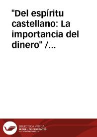 'Del espíritu castellano: La importancia del dinero'