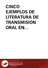 CINCO EJEMPLOS DE LITERATURA DE TRANSMISION ORAL EN CANTABRIA