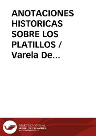 ANOTACIONES HISTORICAS SOBRE LOS PLATILLOS
