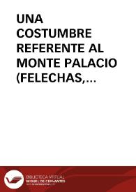 UNA COSTUMBRE REFERENTE AL MONTE PALACIO (FELECHAS, LEON): REFLEXIONES SOBRE UN DESPOBLADO