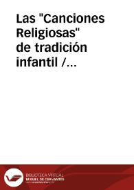 Las 'Canciones Religiosas' de tradición infantil