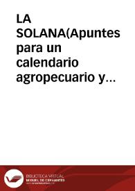 LA SOLANA(Apuntes para un calendario agropecuario y etnográfico de la Alta Extremadura) IIIMARZO