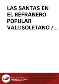 LAS SANTAS EN EL REFRANERO POPULAR VALLISOLETANO