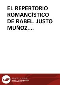 EL REPERTORIO ROMANCÍSTICO DE RABEL. JUSTO MUÑOZ, ARRABELERO DE VILLANUEVA DE ÁVILA