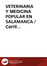 VETERINARIA Y MEDICINA POPULAR EN SALAMANCA