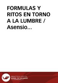 FORMULAS Y RITOS EN TORNO A LA LUMBRE
