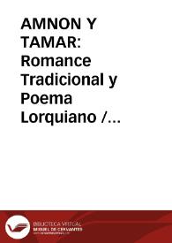AMNON Y TAMAR: Romance Tradicional y Poema Lorquiano