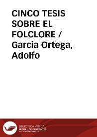 CINCO TESIS SOBRE EL FOLCLORE