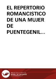 EL REPERTORIO ROMANCISTICO DE UNA MUJER DE PUENTEGENIL (CORDOBA)